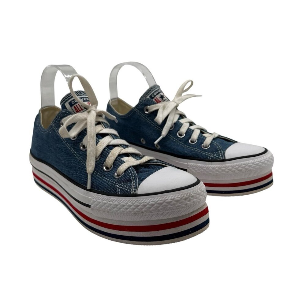 Converse Chuck Taylor All Star Platform Layer Low Mason Blue Shoes Size 8.5